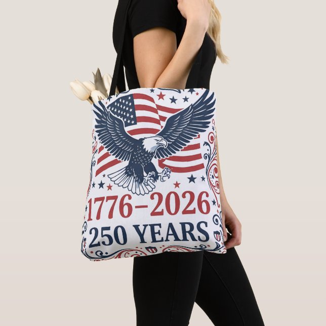 Bald Eagle 250 years of Freedom Tote Bag (Close Up)