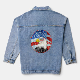 Bald Eagle 4th Of July American Flag Patriotic Fre Denim Jacket
