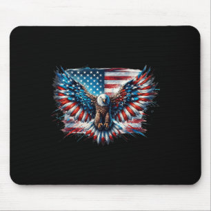 Bald Eagle 4th Of July American Flag Patriotic Fre Mouse Pad