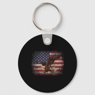 Bald Eagle 4th of July Christmas Gift American Fla Key Ring