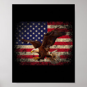 Bald Eagle 4th Of July Christmas Gift American Fla Poster