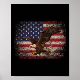 Bald Eagle 4th of July Christmas Gift American Fla Poster
