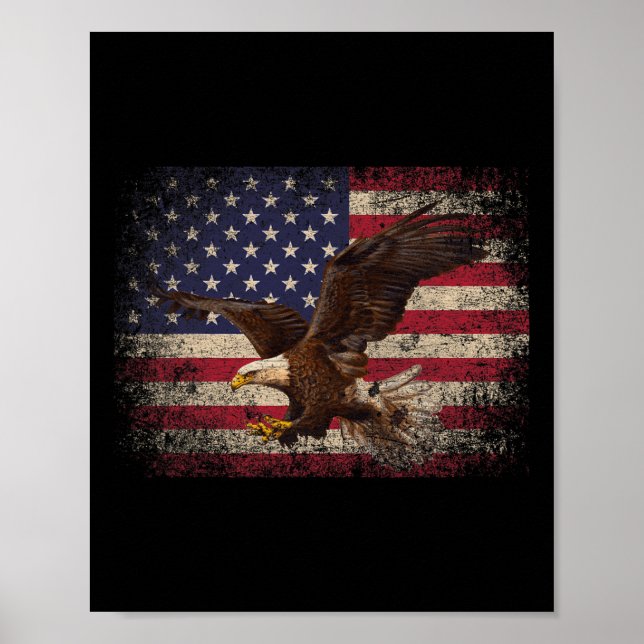 Bald Eagle 4th of July Christmas Gift American Fla Poster (Front)