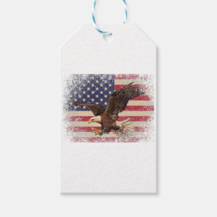 Bald Eagle 4th of July Christmas Gift American Fla Tags