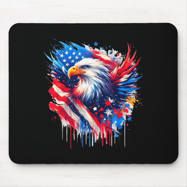 Bald Eagle 4th of July Independence Day American Mouse Pad (Front)