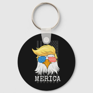 Bald Eagle 4th Of July Trump American Flag Funny  Key Ring