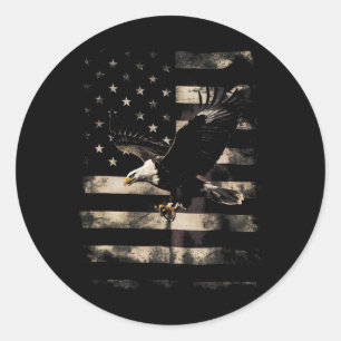 Bald Eagle 4th Of July Usa Flag Patriotic Distress Classic Round Sticker