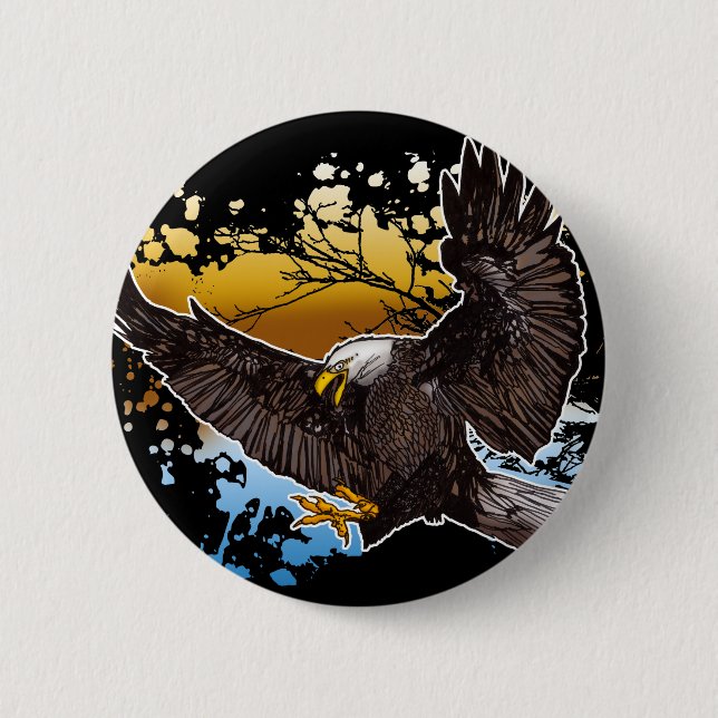 Bald Eagle 6 Cm Round Badge (Front)