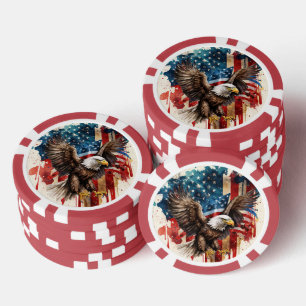 Bald Eagle Abstract USA Flag Poker Chips