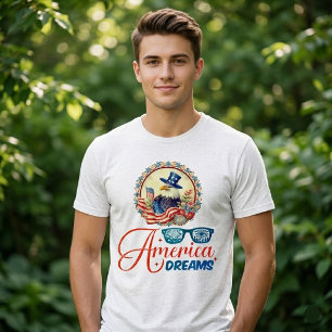 Bald Eagle America Dreams Independence Patriotic  Tri-Blend Shirt