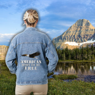 Bald Eagle American Born to Be Free Denim Jacket