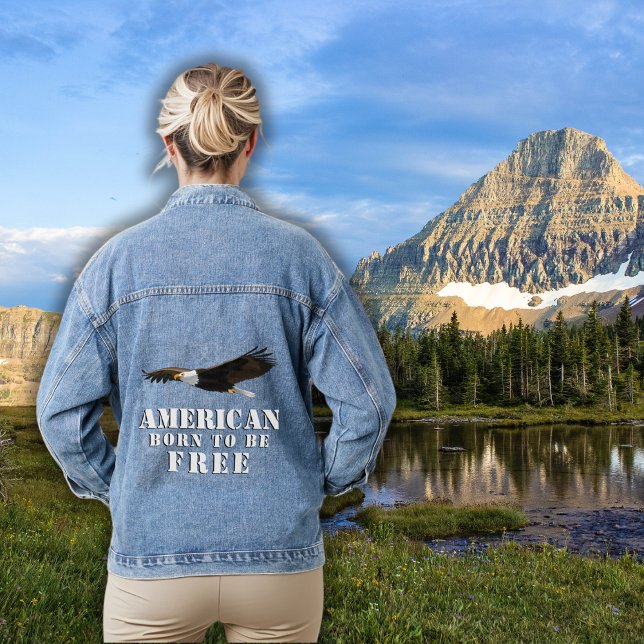 Bald Eagle American Born to Be Free Denim Jacket (Creator Uploaded)