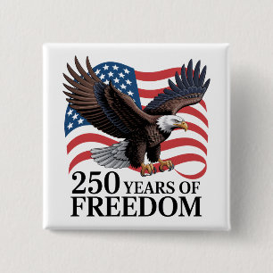 Bald Eagle American Flag 250 Years of Freedom 15 Cm Square Badge