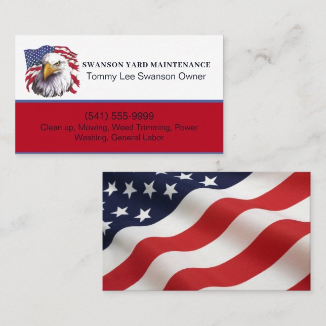 Bald Eagle American Flag  Business Card (Front/Back)
