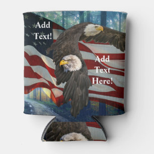 Bald Eagle American Flag Can Cooler