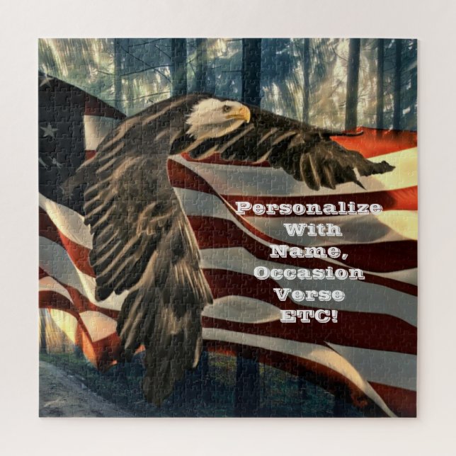 Bald Eagle American Flag Country Road Jigsaw Puzzl Puzzle (Vertical)