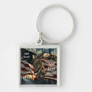 Bald Eagle American Flag Country Road Key Ring