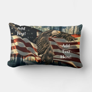 Bald Eagle American Flag Country Road Lumbar Pillo Cushion
