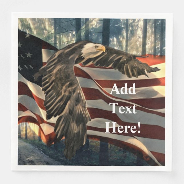 Bald Eagle American Flag Country Road Paper Dinner Napkin (Front)