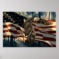 Bald Eagle American Flag Country Road