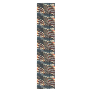 Bald Eagle American Flag Country Road Short Table Runner