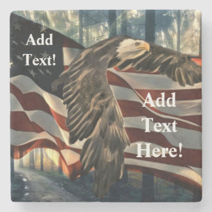 Bald Eagle American Flag Country Road Stone Coaste Coaster