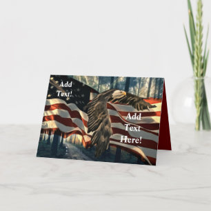 Bald Eagle American Flag Country Road Thank You Ca Card