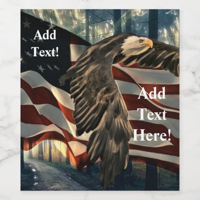 Bald Eagle American Flag Country Road Wine Label (Single Label)