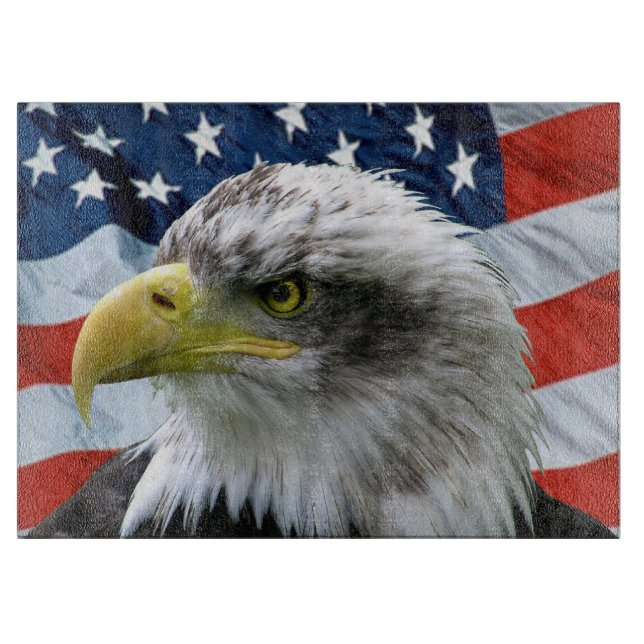 Bald Eagle American Flag Cutting Board (Front)