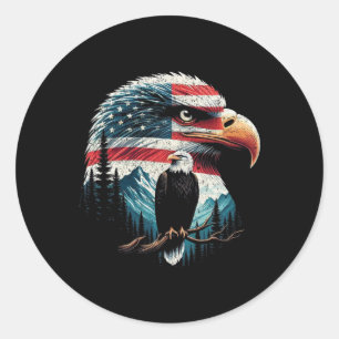 Bald Eagle American Flag For 4th Of July Red White Classic Round Sticker