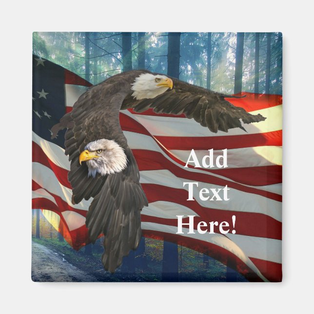 Bald Eagle American Flag Magnet (Front)