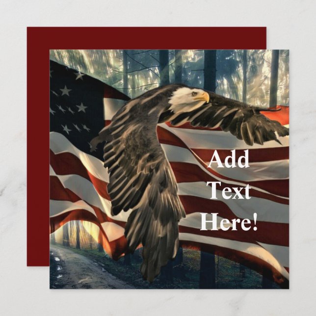 Bald Eagle American Flag  Note Card (Front/Back)