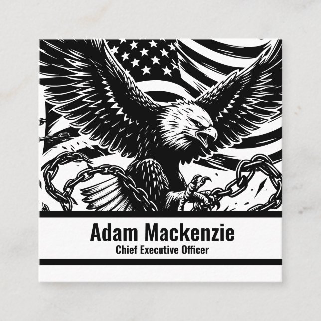 Bald Eagle American Flag Patriotic Business Card (Front)