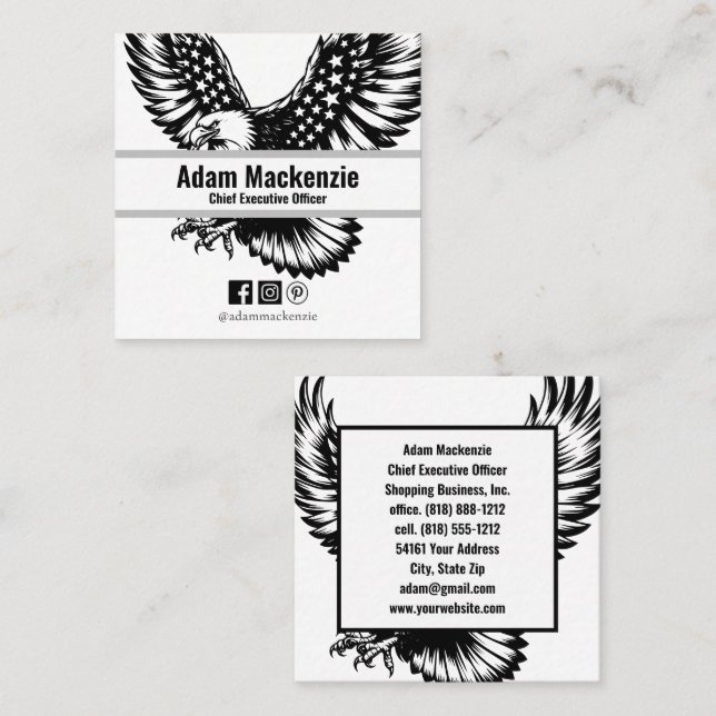 Bald Eagle American Flag Patriotic Business Card (Front/Back)