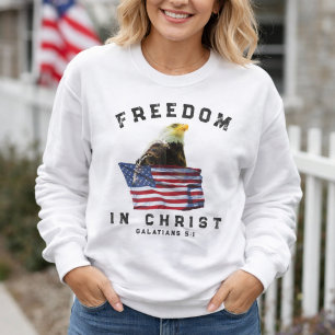 Bald Eagle & American Flag Patriotic Christian Sweatshirt