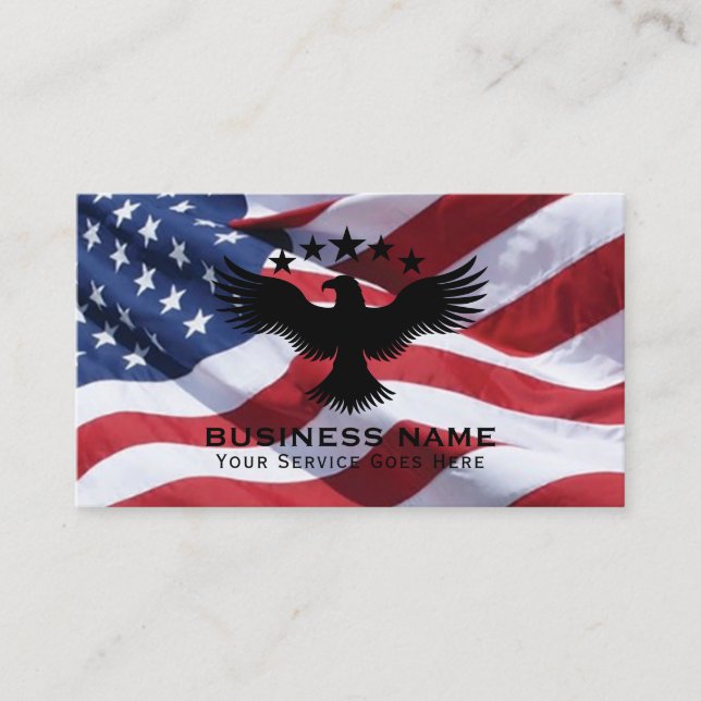 Bald Eagle American Flag Patriotic Military Business Card (Front)