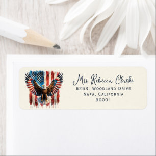 Bald Eagle American Flag Return Address Label