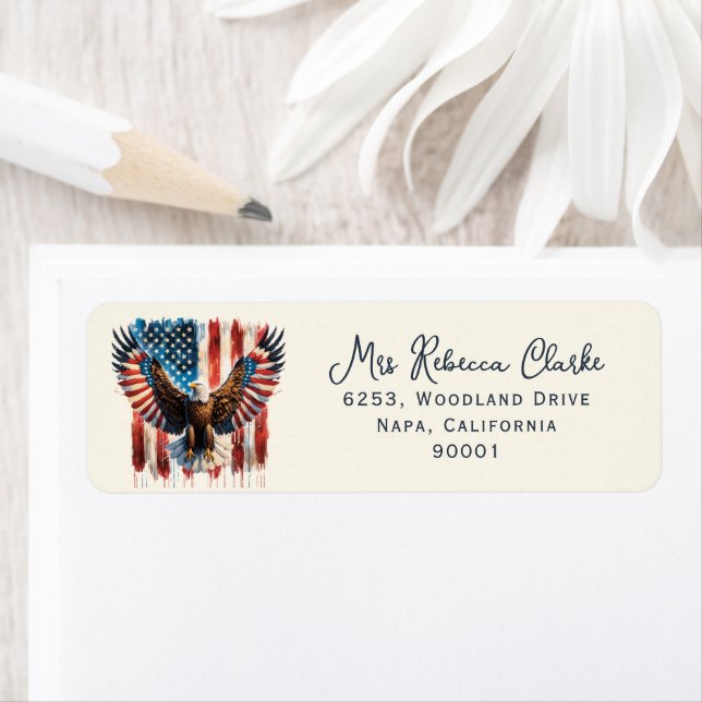 Bald Eagle American Flag Return Address Label (Insitu)