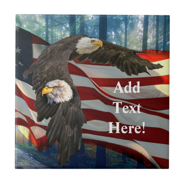 Bald Eagle American Flag Tile (Front)
