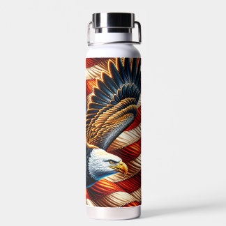 Bald Eagle American Flag Water Bottle