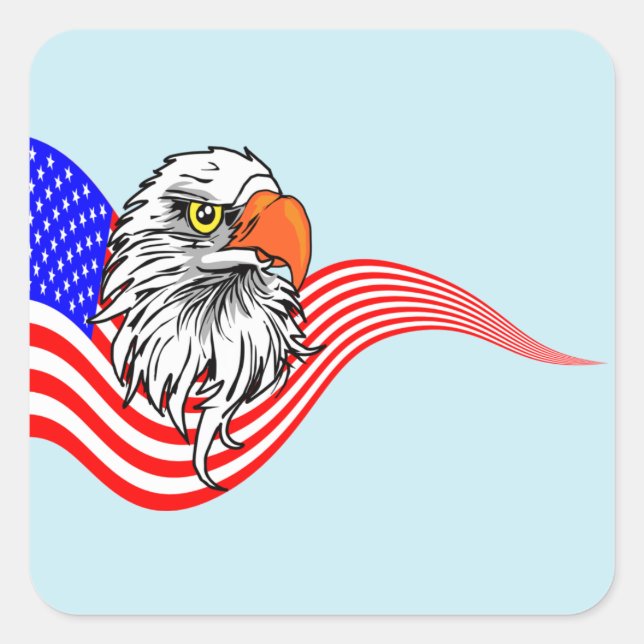 Bald Eagle American USA Flag Patriotic Art  Square Sticker (Front)