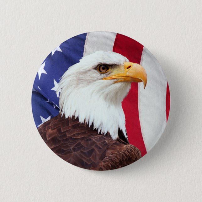 Bald Eagle and American Flag 6 Cm Round Badge (Front)