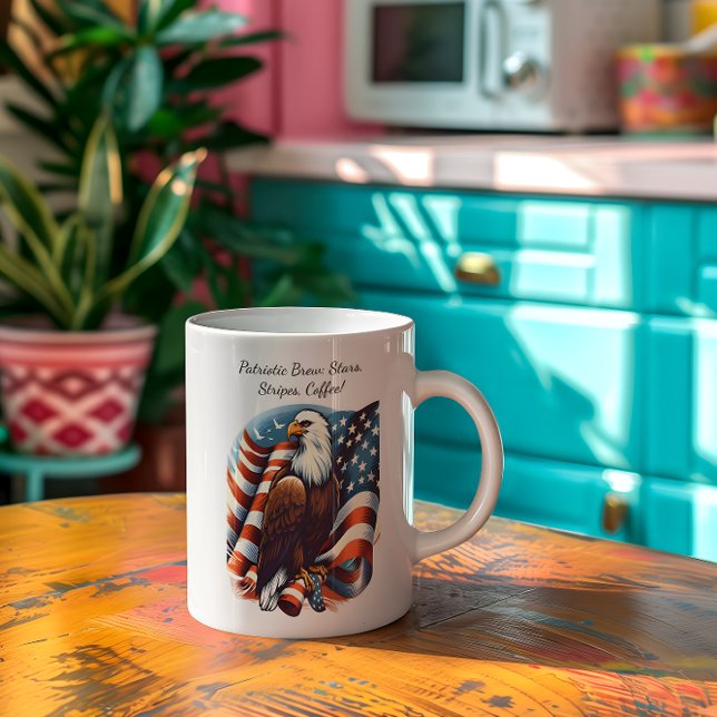 Bald Eagle and American Flag Large Coffee Mug (Creator Uploaded)