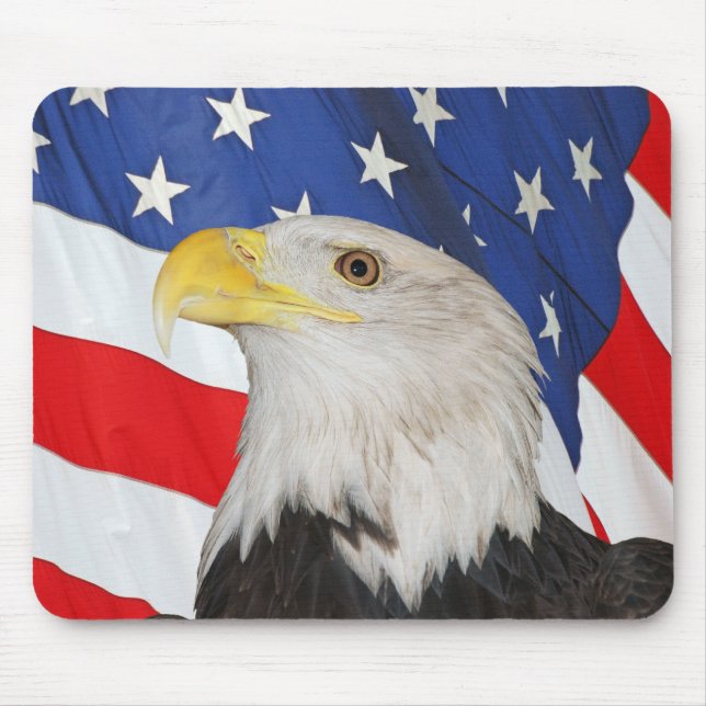 BALD EAGLE AND AMERICAN FLAG MOUSEPAD (Front)