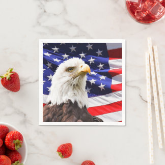 Bald Eagle and American Flag Napkin