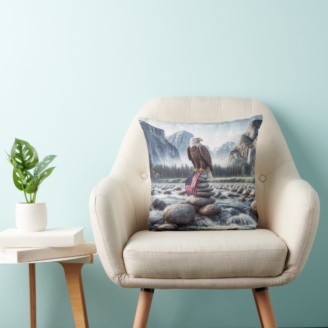 Bald Eagle and American Flag On a Cairn Cushion (Chair)