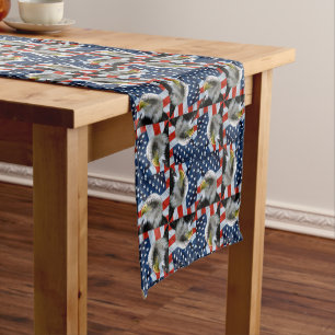 Bald Eagle and American Flag Short Table Runner