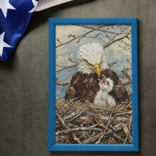 Bald Eagle and Eaglet Nest Art Poster