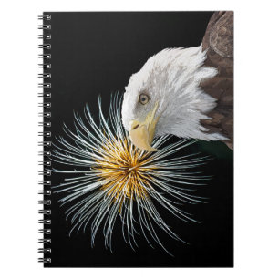 Bald Eagle and Fireworks Spiral Notebook