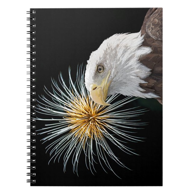Bald Eagle and Fireworks Spiral Notebook (Front)